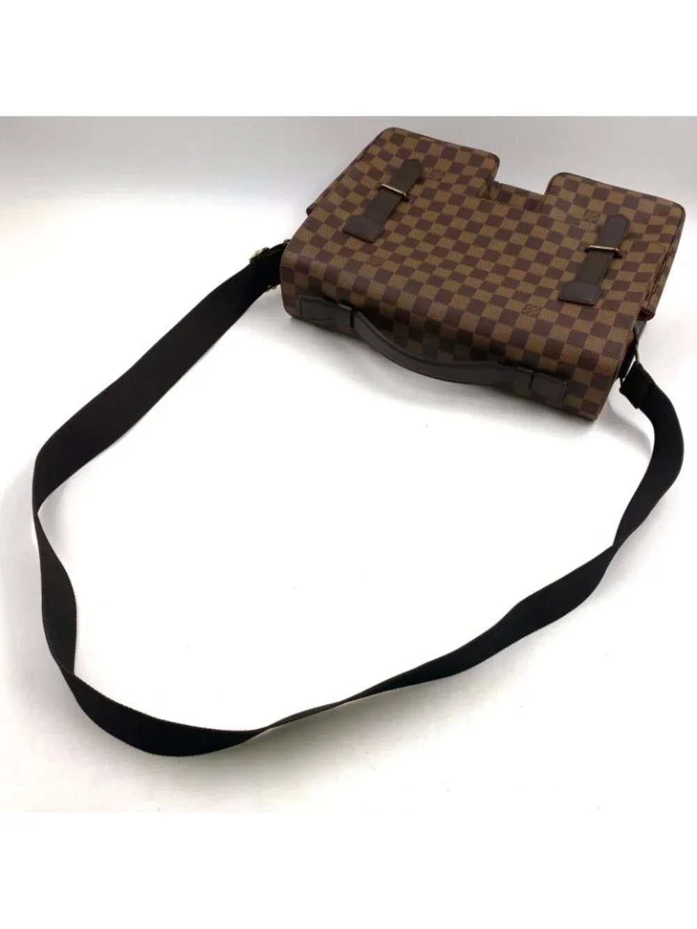 Louis Vuitton Broadway Damier Ebene Leather Brown Shoulder Bag Gold
